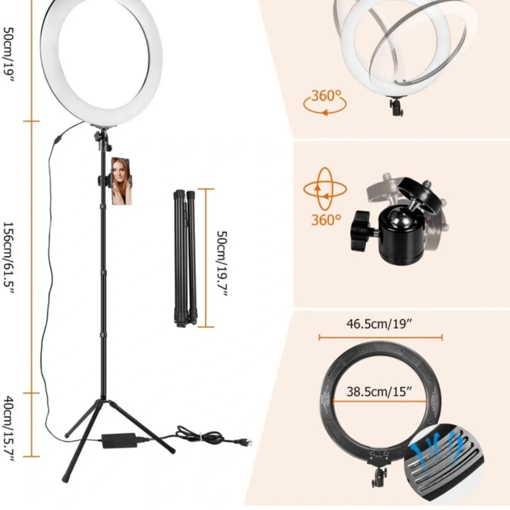 A Ring light that has three different light settings